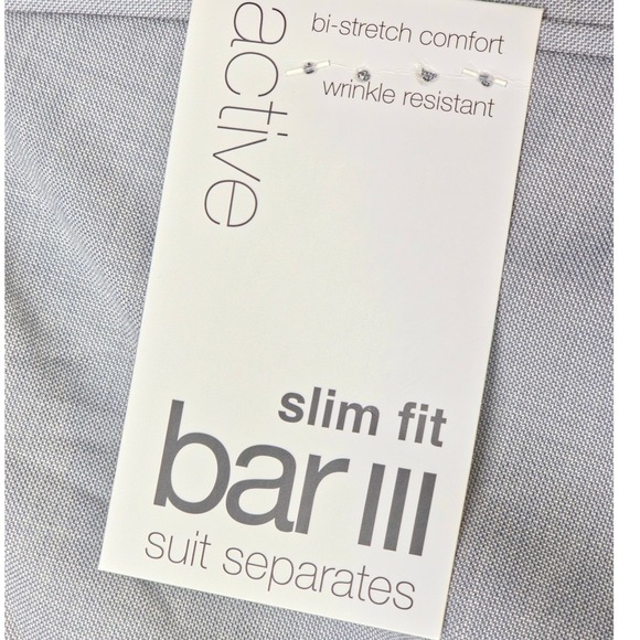 bar III 2 Piece Suit Mens 40S Pants 32x30 Light Grey Wool Blend Business Casual - Picture 16 of 16